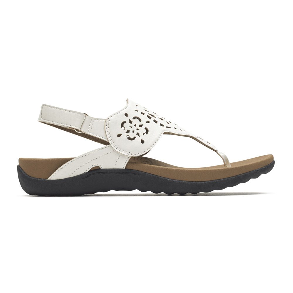 Sandalias Rockport Mujer Mexico - Ridge Circle Cutout Thong Blancos - WUTHM6038